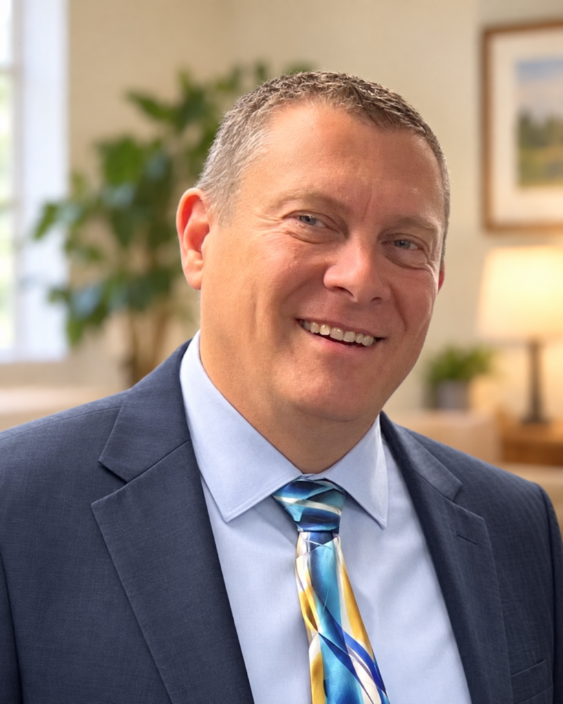 James Miklos, Registered Psychotherapist, smiling in an office